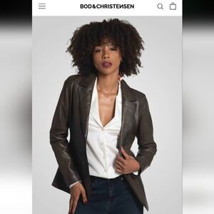 NWT BOD & CHRISTENSEN 🤎 Tobacco Brown 🤎 Leather Blazer Sz Small